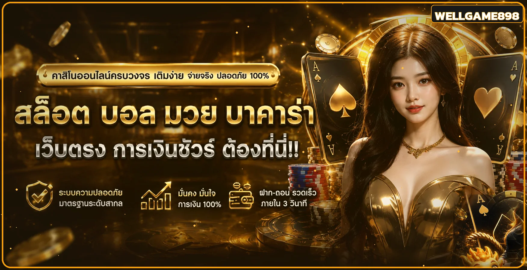 ภาพแนะนำคาสิโนออนไลน์โทนทองของ WELLGAME898